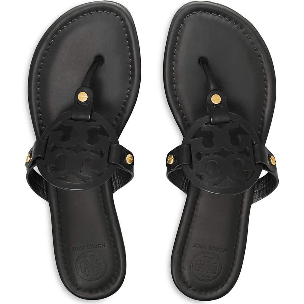 Tory Burch Black Leather Miller Thong Sandals size 9